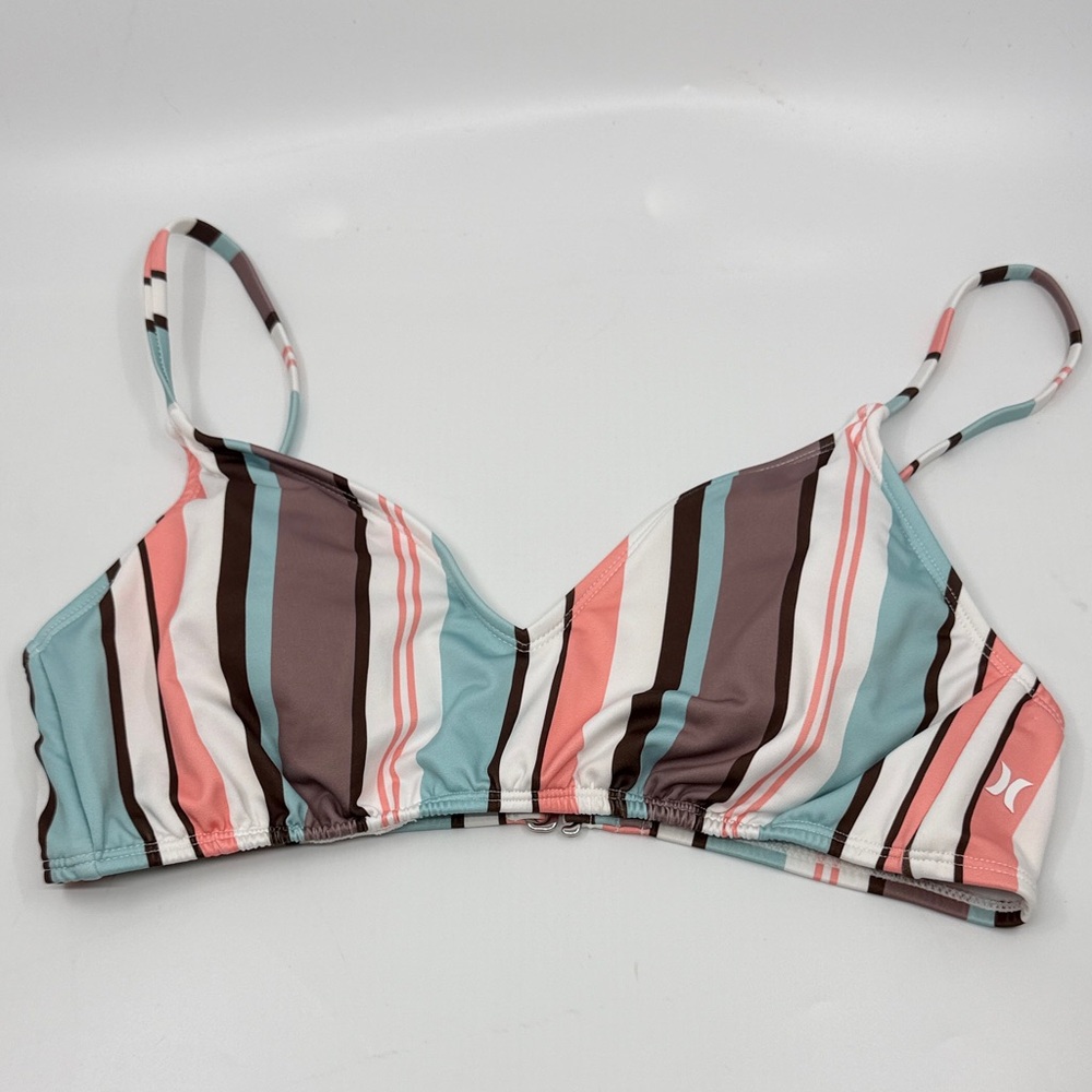 Striped Bikini Top with Multicolor Straps- Hurley